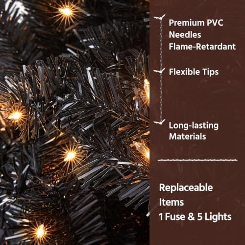 Yaheetech 4ft Pre-lit Artificial Small Christmas Tree with Stand, Black