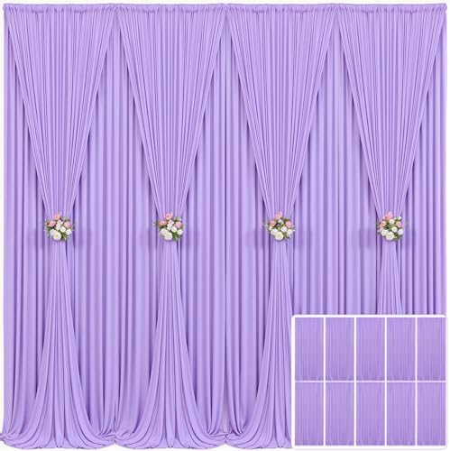 10 Panels Lavender Backdrop Curtain for Parties Wedding Wrinkle Free Light Purple Photo Curtains Backdrop Drapes Fabric Decoration for Baby Shower Photoshoot 50ft(W) x 10ft(H)