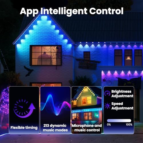 100FT Permanent Outdoor Lights, Smart RGB Lights with App Control, IP67