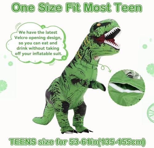 Servllcell Inflatable Dinosaur Costume for Kids/Teens,Halloween Costumes T Rex Blow Up Costumes for Boys Girls,Cosplay