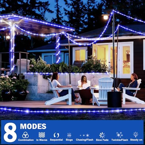 KNONEW 164FT 1000LED Rope Lights for Outside,Outdoor String Lights Waterproof 8 Modes Clear Tube Light for Indoor,Bedroom,Wedding,Garden,Patio,Christmas,Tree,Rv,Holiday Decoration(Blue)
