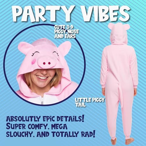 Funziez! Slim Fit Adult Onesie - Animal Costume - Plush Unisex Halloween One Piece Cosplay Suit for Women and Men