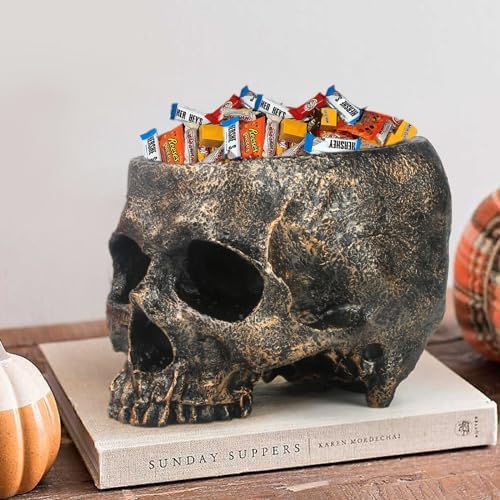GameXcel Halloween Skull Candy Bowl - 6.5" Large Candy Dish Holder