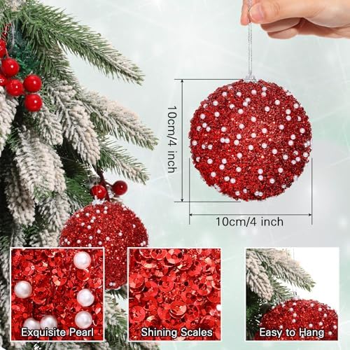 Lyrow 24 Pcs 4" Christmas Ball, Red