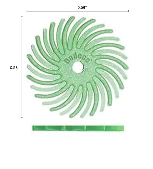 Dedeco Sunburst Radial Bristle Discs 48-Pack - 9/16" Curved - Light Green 14000 Grit (Ultra-Fine, 1 Micron) - Aluminum Oxide for Polishing & Finishing