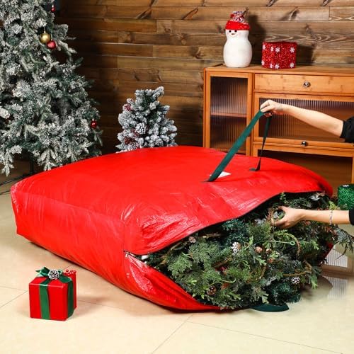 2 Pcs 48 Inch Christmas Wreath Storage Bags with Handle, Red