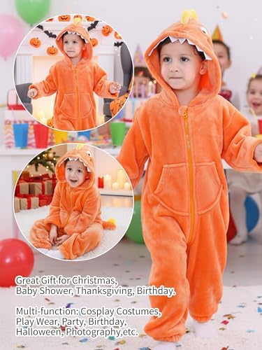 LOLANTA Boys' Girls' Dinosaur Shark Costume Flannel Jumpsuits Animal Onesie