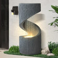 31.9" Outdoor S-Shaped Water Fountain, Garden Waterfalls with Lights