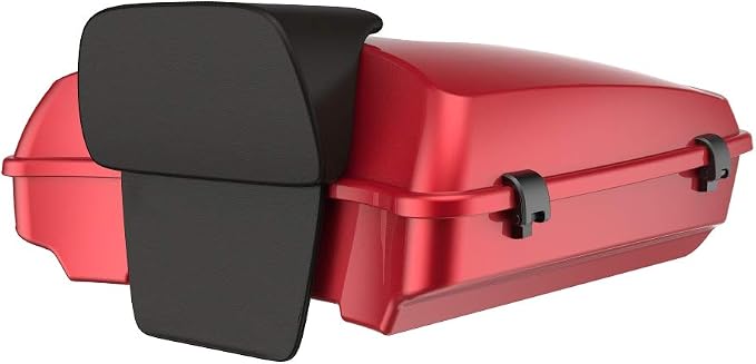 Advanblack Road Glide Tour Trunk Pack Wicked Red Razor Tour Trunk Pack Backrest Pad for '97-'25 Harley Touring Road King Street Glide Electra Glide CVO models