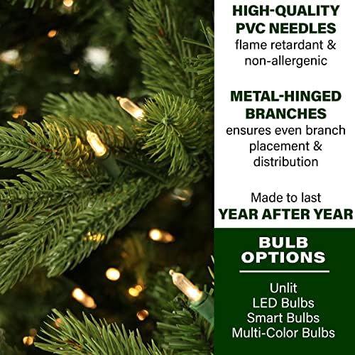Fraser Hill Farm 9-Ft. Woodside Pine Artificial Christmas Tree with Stand and No Lights, Unlit Foldable Fake Christmas Tree with Realistic Foliage for Home Decoration