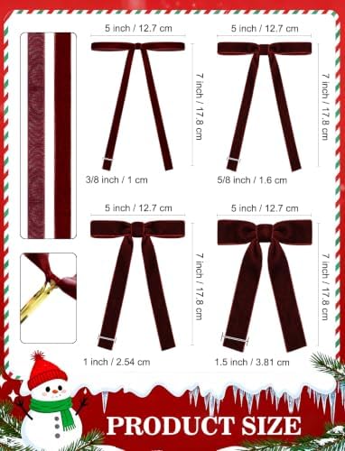 SIMISI RIBBON 24Pcs Christmas Velvet Ribbon Bows Decorations for Tree
