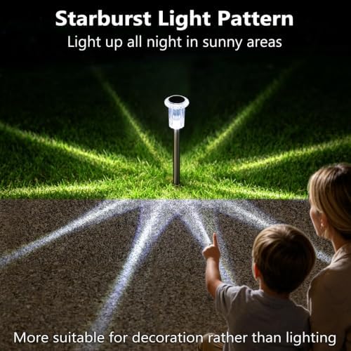 DenicMic Solar Pathway Lights Outdoor Waterproof Cold White LED 15 Pack