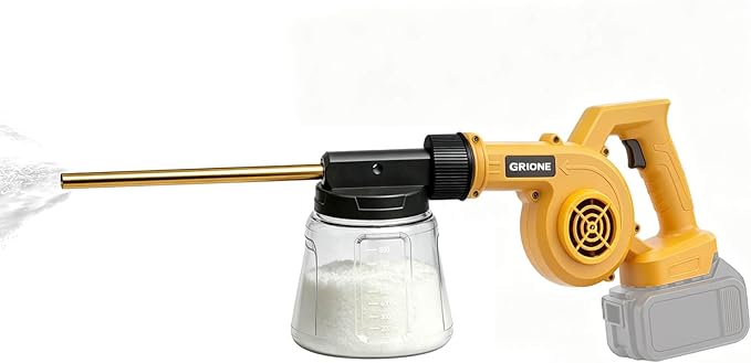 Electric Diatomaceous Earth Duster Compatible with Dewalt 20V Battery, Alternative Powder Sprayer, 1L Clear Container Powder Duster Applicator for Garden, Chicken Coop, Barn (NO Battery)
