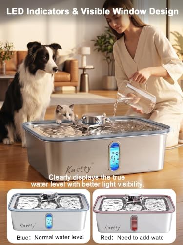 Kastty 17L/4.5Gal Stainless Steel Dog Water Fountain for Large Dogs