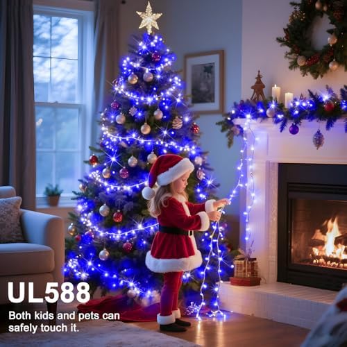 196 FT 500 LED String Lights Outdoor Indoor, Christams String Lights Waterproof 8 Modes & Timer, Fairy Lights Plug in for Bedroom, Weeding, Patio, Party, Christmas Decor (Blue)