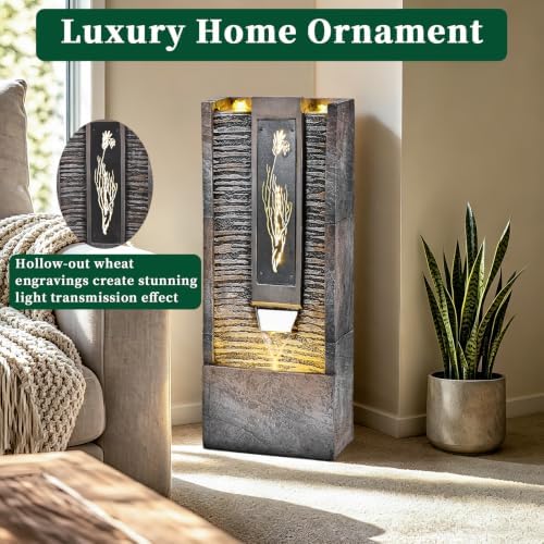 39.2" H Water Fountain Outdoor with LED Lights, Pool Fountain