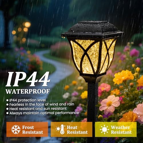 GIGALUMI 8 Pack Solar Lights Outdoor Waterproof, LED Solar Garden Lights