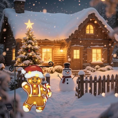 Lighted Christmas Gingerbread Garden Flag Decor, 12x18 In