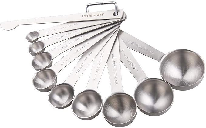 Measuring Cups and Spoons Set, 18/8 Stainless Steel Measuring Cups and Spoons for Kitchen & Baking, Heavy Duty Metric & US 8 Measuring cups, 9 Measuring Spoons Set