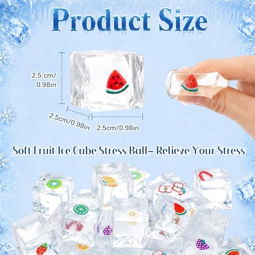 Thenshop 24 Pcs Fruit Ice Cube Ball Fruit Filled Stress Relief