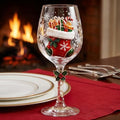 Christmas Wine Glass Collection Gift Box Set, Christmas Wine Glasses, Raised Holiday Goblet with Snowflake Decor, Festive Glassware, Wines & Cocktails, Holiday Party & Table Decor (D)