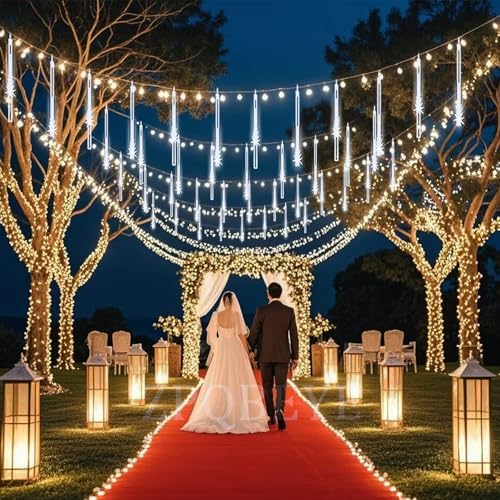 Outdoor Christmas Lights Snow Falling Rain Cascading Icicle String Lights