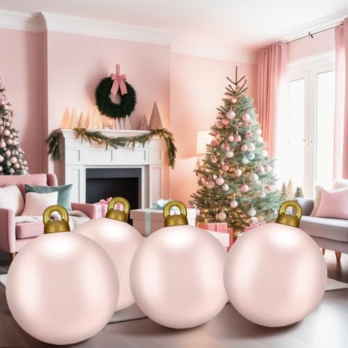 Jetec 8 Pcs Giant Inflatable Christmas Ball, Solid, Light Pink