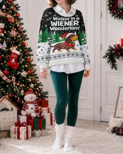 34HD Ugly Xmas Sweater–Funny Knit Christmas Sweater for Women & Men 2025, Long Sleeve Crewneck Holiday Pullover, Unisex Gift
