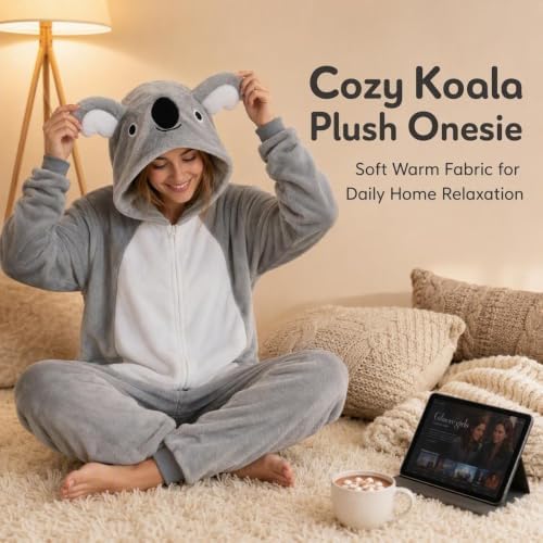Snug Fit Unisex Adult Onesie Pajamas, Flannel Cosplay Animal One Piece Halloween Costume Sleepwear Homewear
