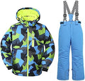WOWULOVELY Big Boy's 2-Piece Colorblock Snow Pants and Jacket Snowsuit Ski Suit