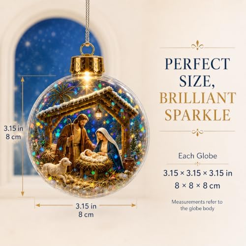 Lighted Nativity Christmas Ornament with Prismatic Sparkle, 3.15 Inch