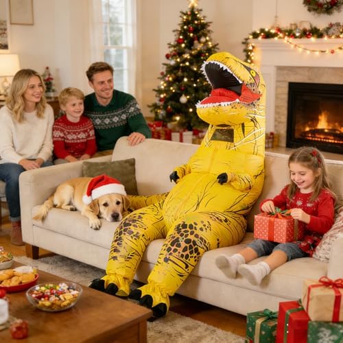 Funny Inflatable Dinosaur Costume for Adult and Kids,Blow Up Dinosaur Costume for Halloween Cosplay Party