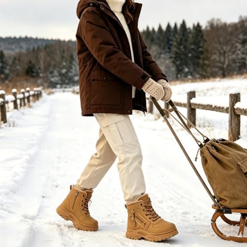 Womens Snow Boots Warm Winter Shoes Lace Up Ankle Booties