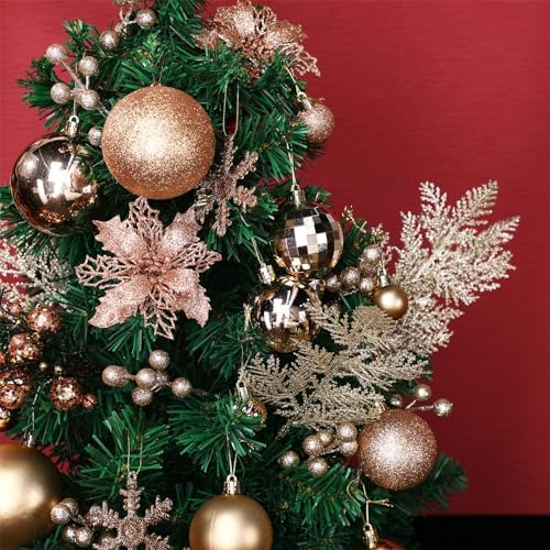 Sratte 94 Pcs Christmas Tree Ornaments Decoration Set, Champagne Gold