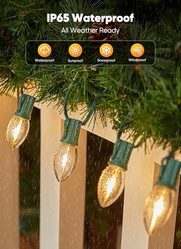 Minetom C9 Christmas Lights Outdoor, 25FT 25 LED String Lights Warm White