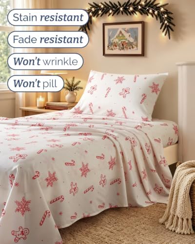 Christmas Sheet Set, Holiday Sweets, Holiday Xmas Bedding Set - Twin XL