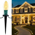 C9 Christmas Lights Outdoor,25.7 Ft 20 Bulbs Christmas Pathway Lights Clear