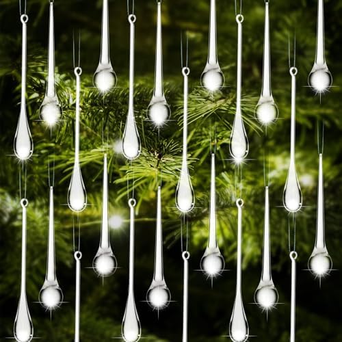 Syhood 100 Pcs Crystal Christmas Tree Ornaments, Waterdrop