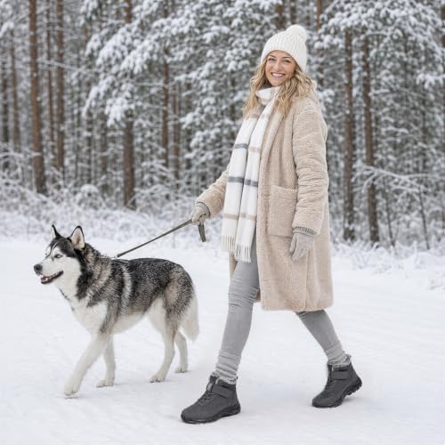 SHIBEVER Snow Boots Women Warm: Winter Fur Lined Ankle Booties