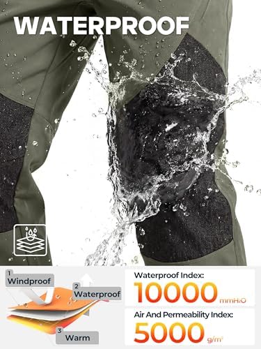 FREE SOLDIER Men's Waterproof Ski Pants Winter Thermal Pants