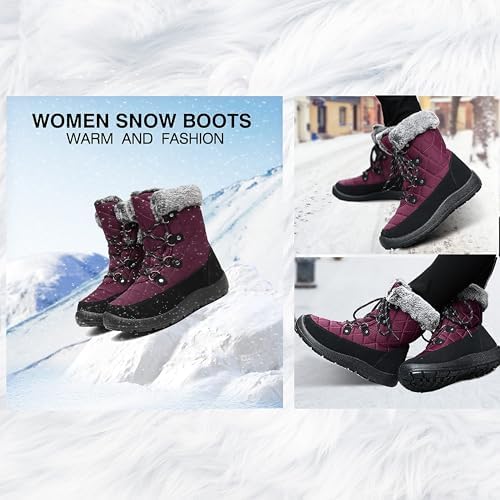 Women's Waterproof Winter Snow Boots Warm Insulation Outdoor Cold Weather Boot for Women Lightweight Fur Lined Non Slip
