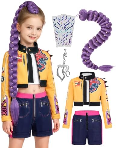 Kids Pop Star Costume Girls Halloween Costumes Outfit with Accessories Set