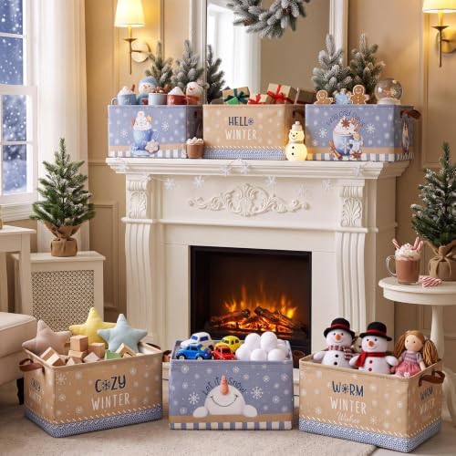 CHENGU 6 Pack Winter Storage Bin Collapsible Winter Christmas Basket