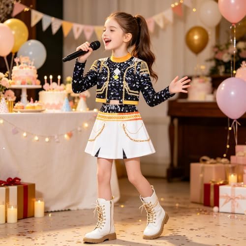 Pop Star Costume Kids Girls Fantasy Stage Outfit Halloween Costumes Set