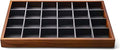 Oirlv 24 Grid Wood Jewelry Tray Microfiber Interior Jewelry Drawer Organizer Showcase Display Box Ring Earrings Holder(Grey)