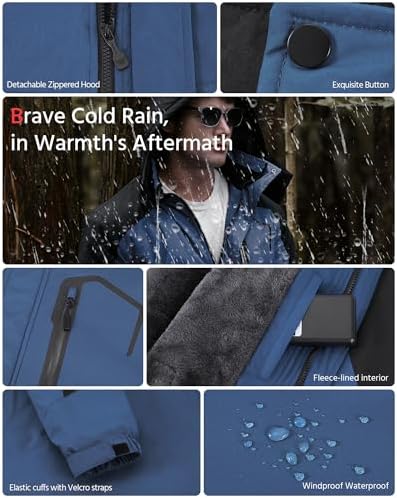 Wulcea Graphene Heated Jacket for Men Fur Lined with Large Capacity Battery Pack