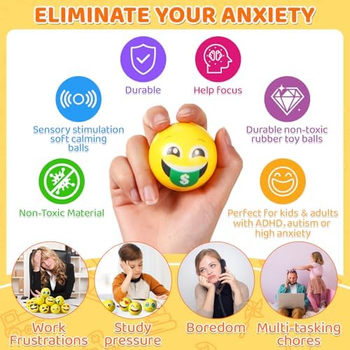 Libima 120 Pcs Mini Face Ball Fidget Toy Bulk, 2 Inch