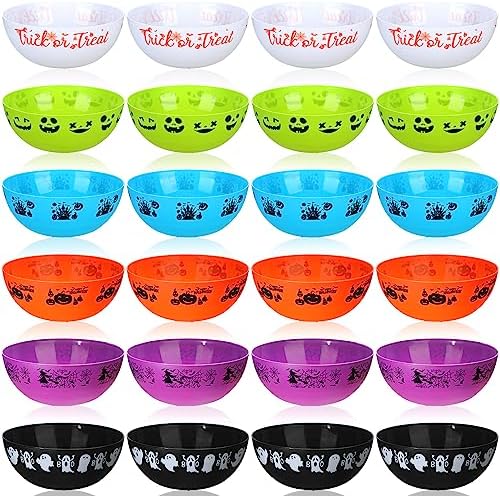 Didaey 24 Pack Halloween Candy Bowls Bulk, Large Plastic Serving Bowls