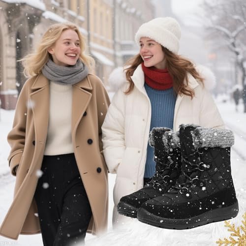 Women's Waterproof Winter Snow Boots Warm Insulation Outdoor Cold Weather Boot for Women Lightweight Fur Lined Non Slip