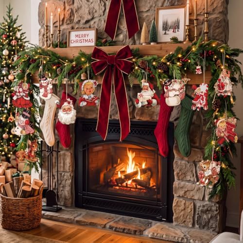 Huwena 36 Pcs Vintage Christmas Tree Ornaments, Classic, Red White